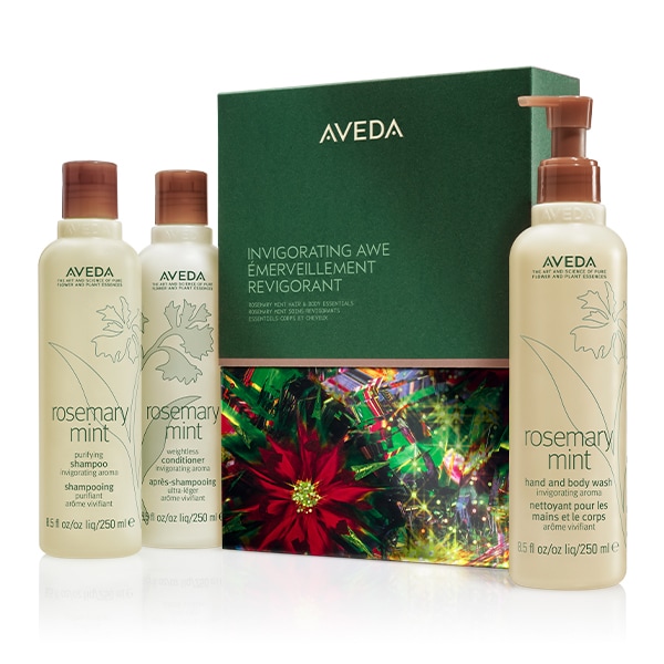 Worth £72 - AVEDA Limited-edition Invigorating awe Rosemary Mint Hair & Body Essentials Gift Set - 3-piece
